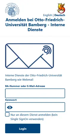 Es wird das offizielle Shibboleth Anmeldefesnter der Universit?t Bamberg gezeigt. Hier wird sich mit BA-Nummer und dem dazugeh?rigen Kennwort angemeldet.