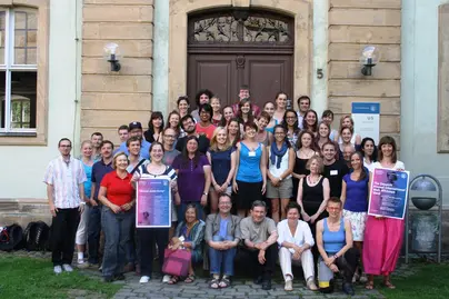 Group photo of participants of the seminar posing in front of U5 building.